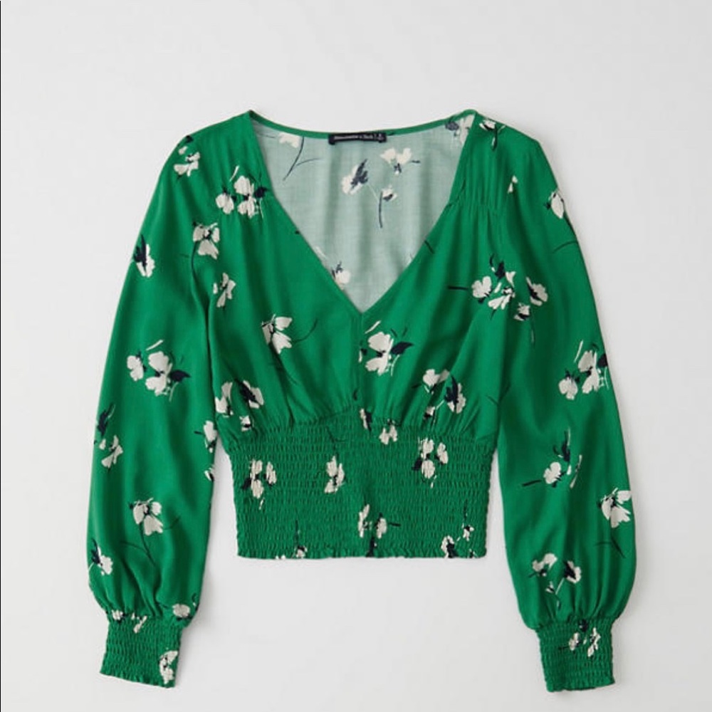 Smocked green blouse
